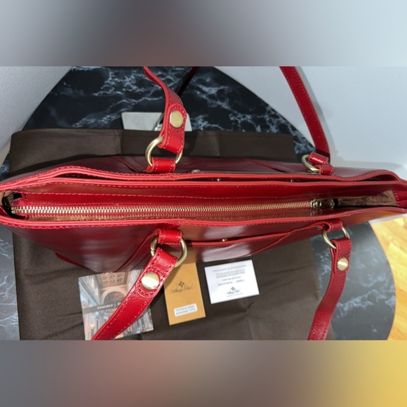 PATRICIA NASH Discovery Leather Bonzano Tote Ruby Red Large Bag AUTHENTIC NWT - Picture 10 of 14